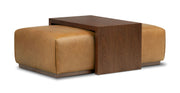 Jarmo Leather Ottoman with Walnut Table