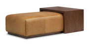 Jarmo Leather Ottoman with Walnut Table