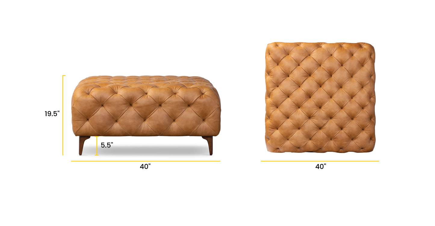 Turin Ottoman with Wood Legs