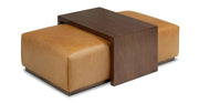 Jarmo Leather Ottoman with Walnut Table