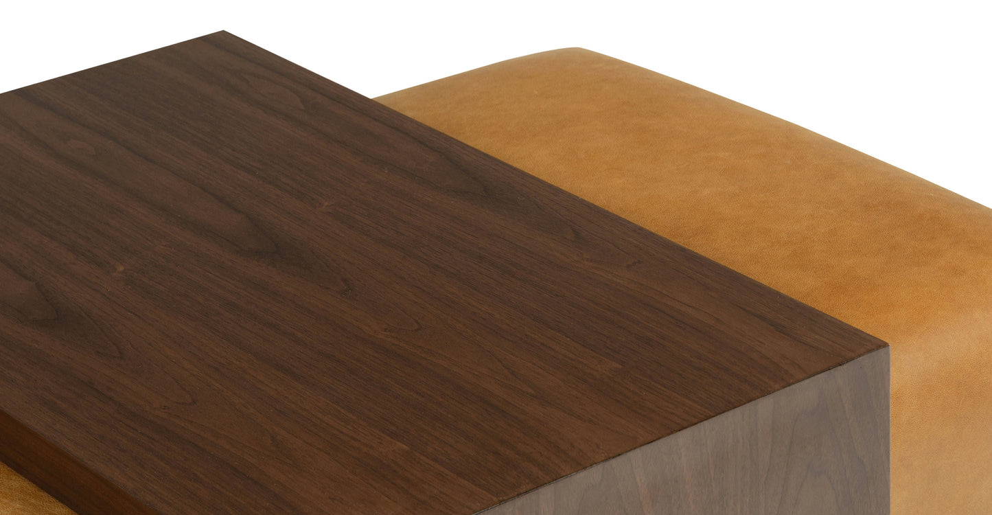 Jarmo Leather Ottoman with Walnut Table