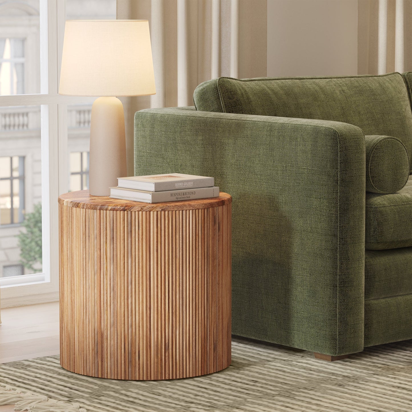 Deja Round Side Table with Storage
