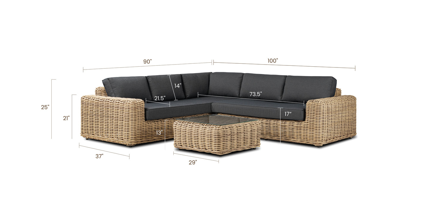 Puglia Corner Sectional Set with Coffee Table