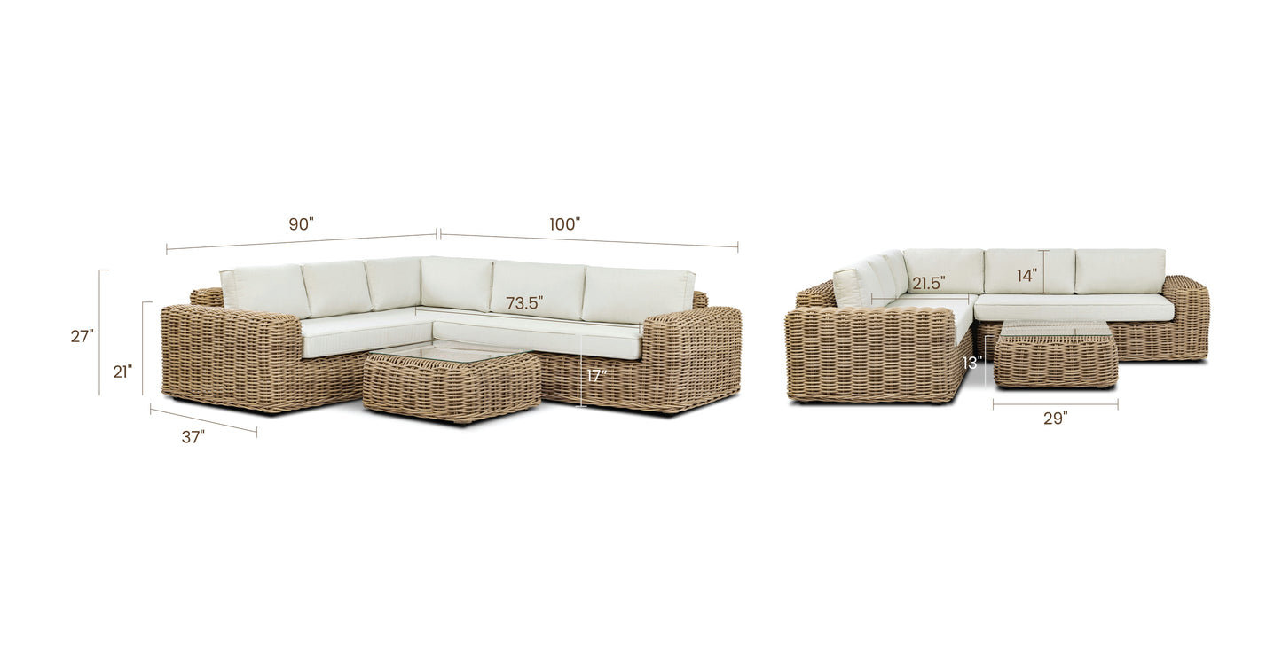 Puglia Corner Sectional Set with Coffee Table