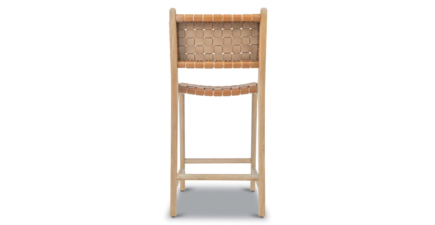 Banda Teak & Leather Counter Height Stool