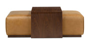 Jarmo Leather Ottoman with Walnut Table