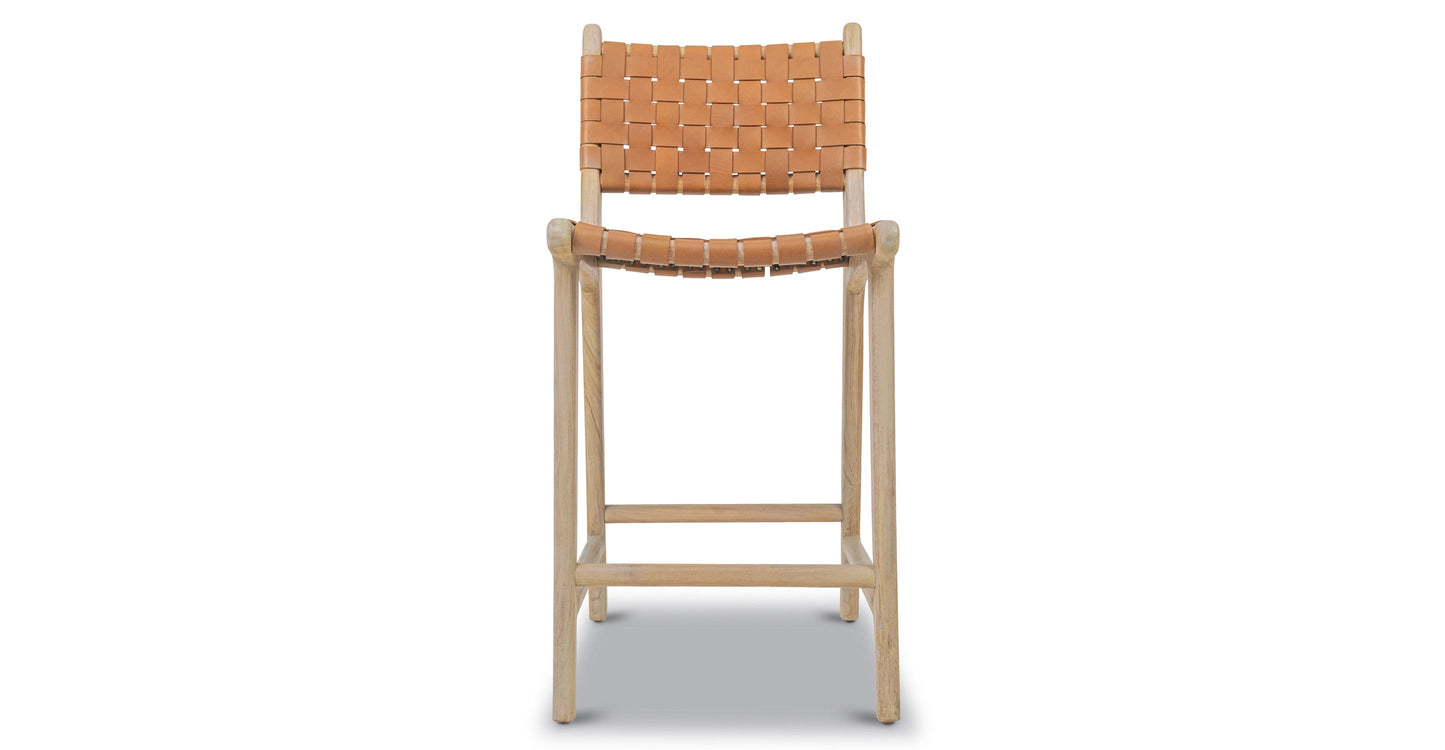 Banda Teak & Leather Counter Height Stool